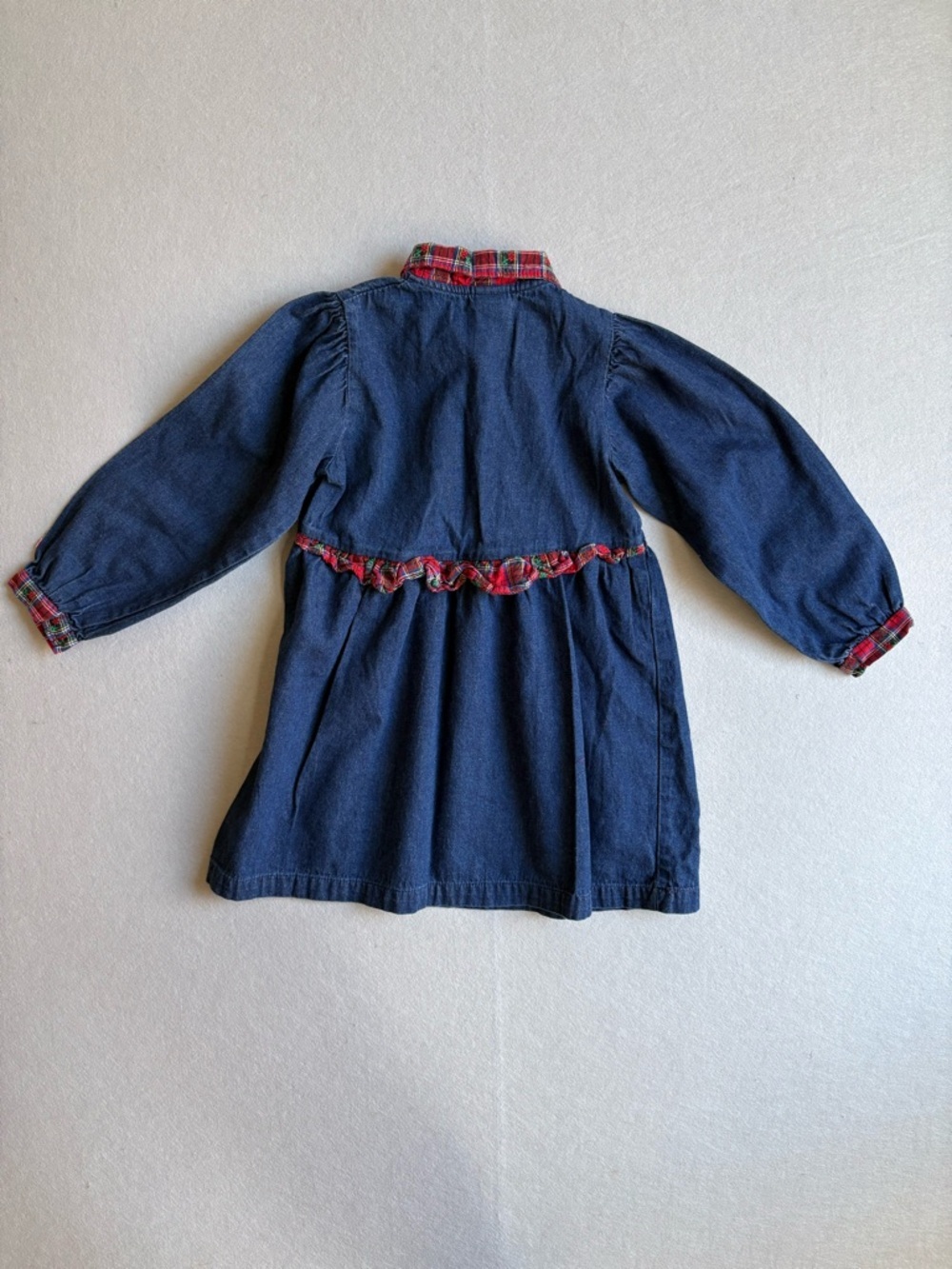 Vintage 90s OshKosh B’gosh Denim Dress with Red Plaid sz 6 USA made! 100% cotton - Picture 5 of 5